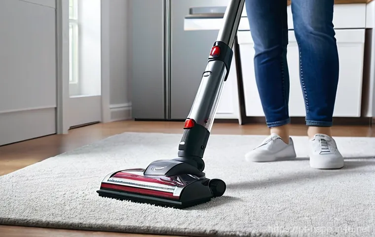 로봇청소기와 진공청소기 비교 - **"Daily Effortless Clean with Robot Vacuum"**
    A bright, modern living room with light wooden fl...