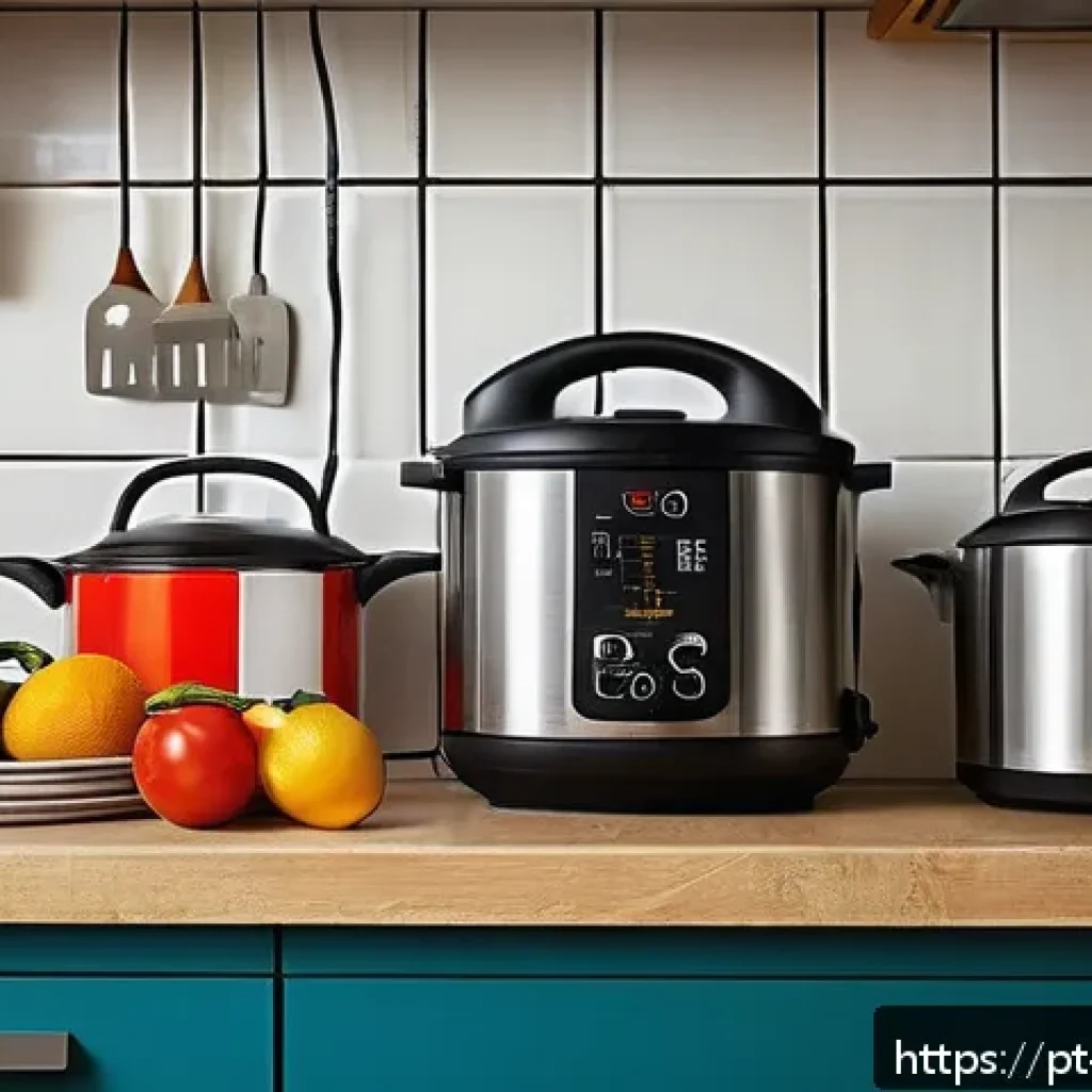 홈가전 고장 사례와 예방 - A modern Brazilian kitchen scene showing multiple electrical appliances plugged into a power strip w...
