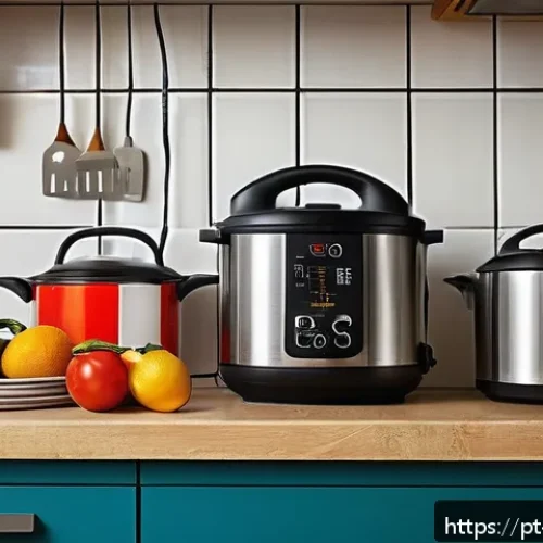 Home 17 홈가전 고장 사례와 예방 - A modern Brazilian kitchen scene showing multiple electrical appliances plugged into a power strip w...